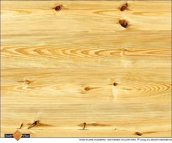 Southern Yellow Pine Wide Plank is not graded for heart content but may contain occasional heart boards.  A mixture of plain and vertical grains with knots ranging from small to large. The photo is a sample about four square feet